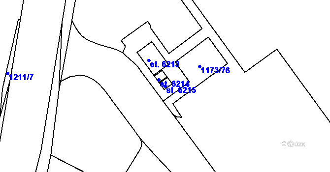 Parcela st. 6215 v KÚ Rakovník, Katastrální mapa