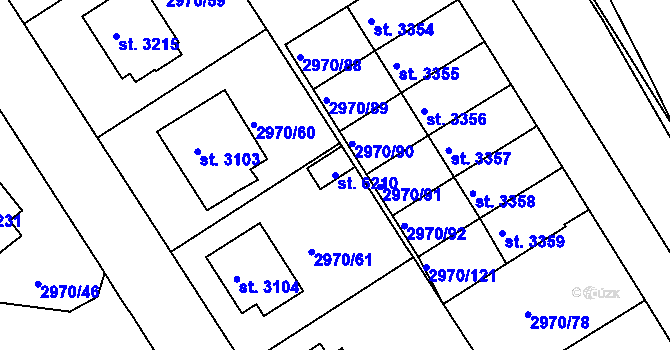 Parcela st. 6210 v KÚ Rakovník, Katastrální mapa