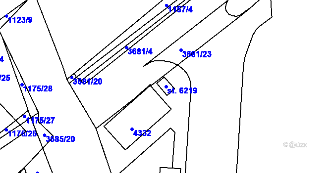 Parcela st. 6219 v KÚ Rakovník, Katastrální mapa