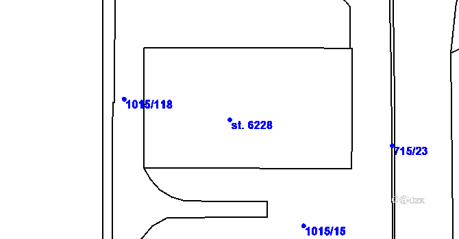 Parcela st. 6228 v KÚ Rakovník, Katastrální mapa
