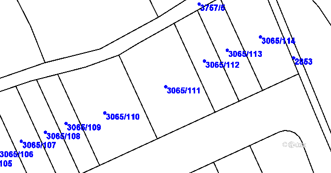Parcela st. 3065/111 v KÚ Rakovník, Katastrální mapa