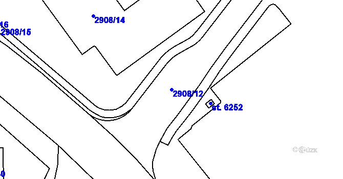 Parcela st. 2908/12 v KÚ Rakovník, Katastrální mapa