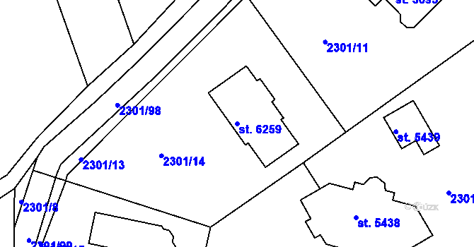 Parcela st. 6259 v KÚ Rakovník, Katastrální mapa