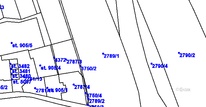 Parcela st. 2789/1 v KÚ Rakovník, Katastrální mapa