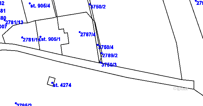Parcela st. 2789/2 v KÚ Rakovník, Katastrální mapa