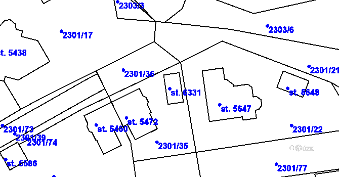 Parcela st. 6331 v KÚ Rakovník, Katastrální mapa