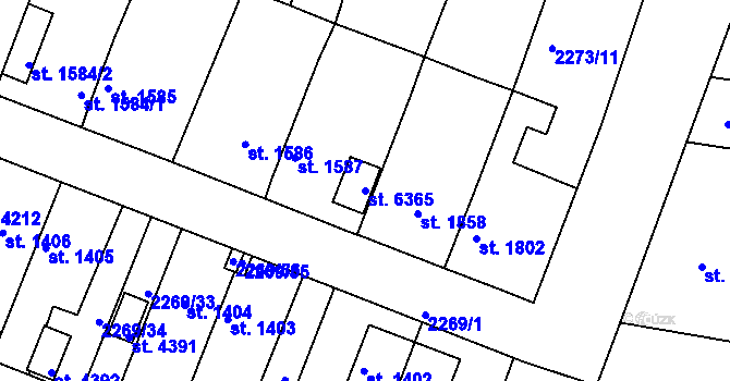 Parcela st. 6365 v KÚ Rakovník, Katastrální mapa