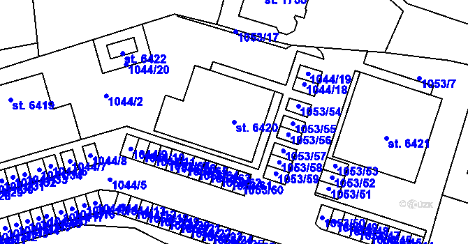 Parcela st. 6420 v KÚ Rakovník, Katastrální mapa