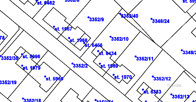 Parcela st. 6434 v KÚ Rakovník, Katastrální mapa