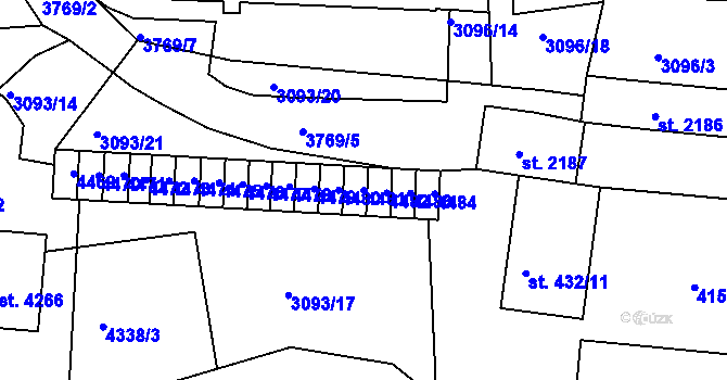 Parcela st. 4481 v KÚ Rakovník, Katastrální mapa