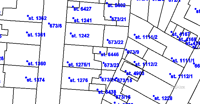 Parcela st. 6446 v KÚ Rakovník, Katastrální mapa