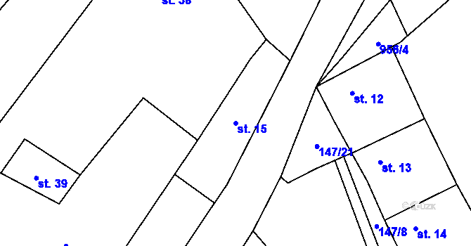 Parcela st. 15 v KÚ Rakůvka, Katastrální mapa