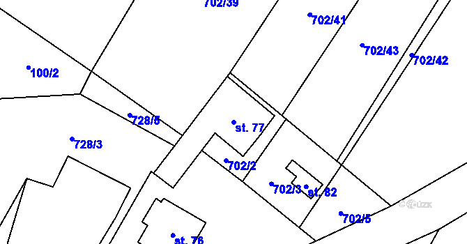 Parcela st. 77 v KÚ Rakůvka, Katastrální mapa