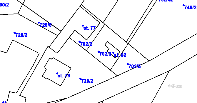 Parcela st. 702/3 v KÚ Rakůvka, Katastrální mapa