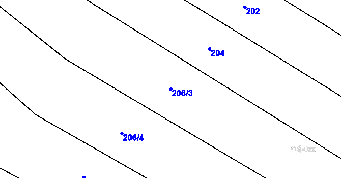 Parcela st. 206/3 v KÚ Rakůvka, Katastrální mapa