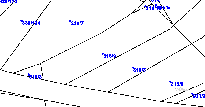 Parcela st. 316/9 v KÚ Rakůvka, Katastrální mapa