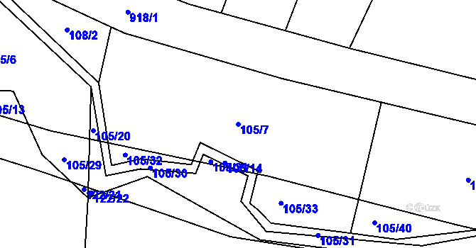 Parcela st. 105/7 v KÚ Rakůvka, Katastrální mapa