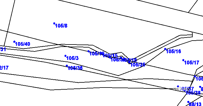 Parcela st. 105/15 v KÚ Rakůvka, Katastrální mapa