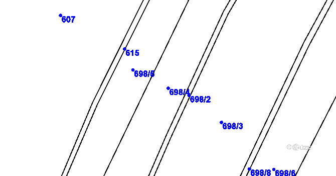 Parcela st. 698/4 v KÚ Rakůvka, Katastrální mapa