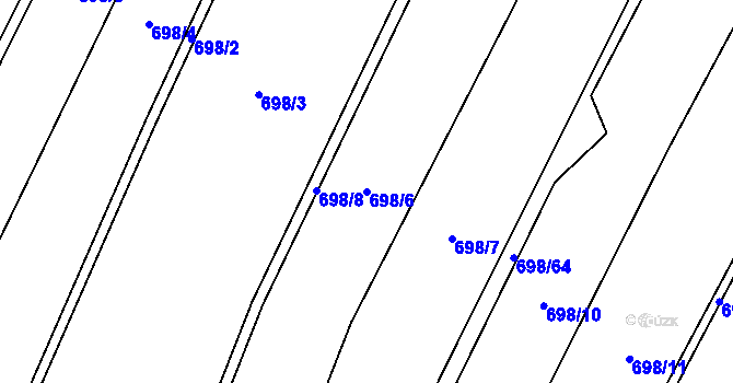 Parcela st. 698/6 v KÚ Rakůvka, Katastrální mapa