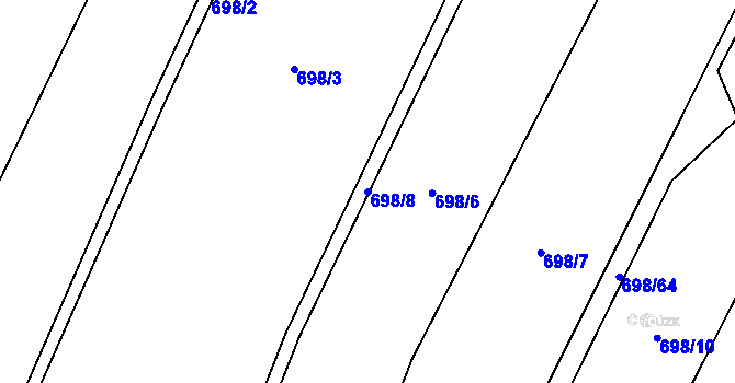 Parcela st. 698/8 v KÚ Rakůvka, Katastrální mapa