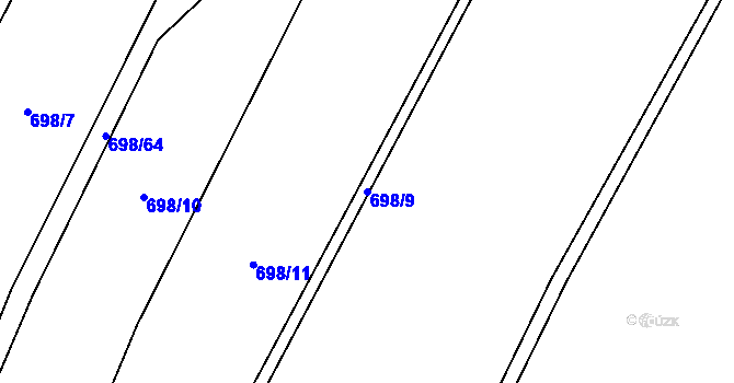 Parcela st. 698/9 v KÚ Rakůvka, Katastrální mapa