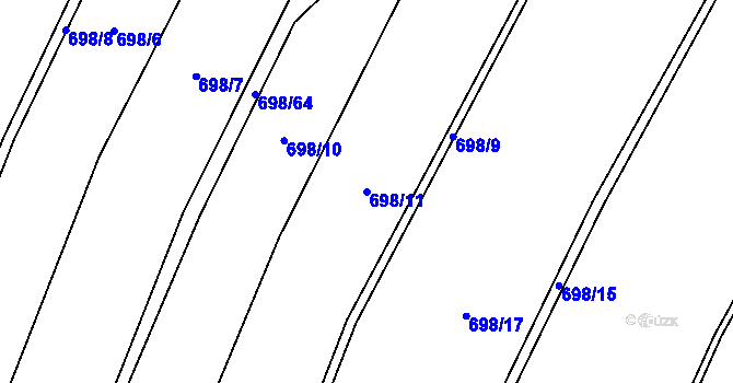 Parcela st. 698/11 v KÚ Rakůvka, Katastrální mapa