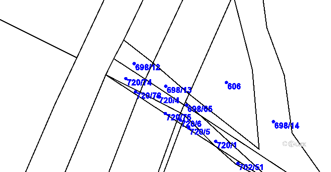 Parcela st. 698/13 v KÚ Rakůvka, Katastrální mapa