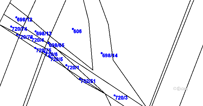 Parcela st. 698/14 v KÚ Rakůvka, Katastrální mapa