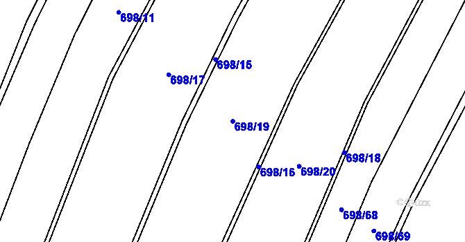Parcela st. 698/19 v KÚ Rakůvka, Katastrální mapa