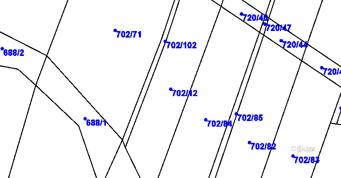 Parcela st. 702/12 v KÚ Rakůvka, Katastrální mapa
