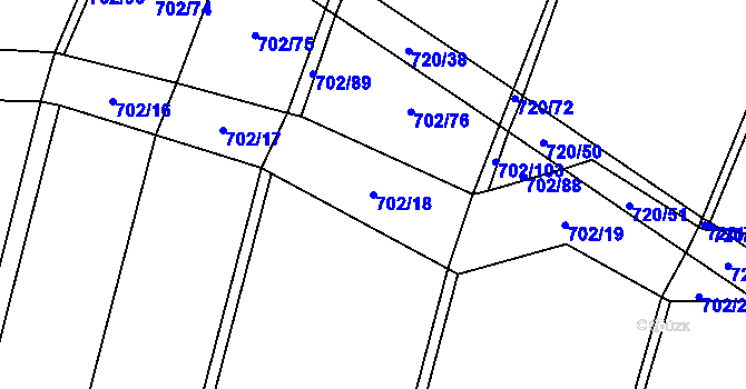 Parcela st. 702/18 v KÚ Rakůvka, Katastrální mapa