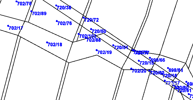 Parcela st. 702/19 v KÚ Rakůvka, Katastrální mapa