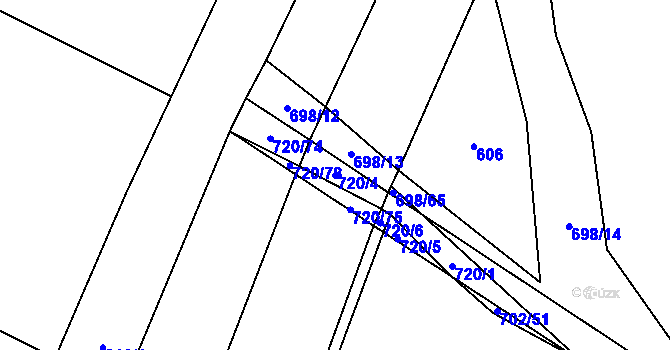 Parcela st. 720/4 v KÚ Rakůvka, Katastrální mapa