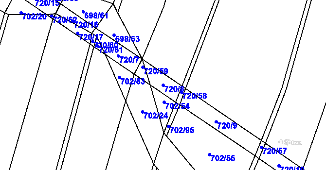 Parcela st. 720/8 v KÚ Rakůvka, Katastrální mapa