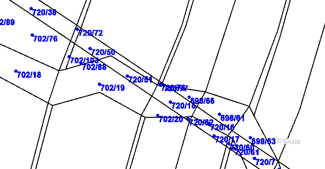 Parcela st. 720/77 v KÚ Rakůvka, Katastrální mapa