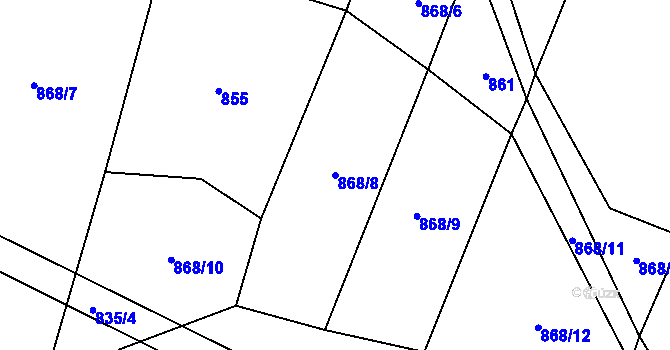 Parcela st. 868/8 v KÚ Rakůvka, Katastrální mapa