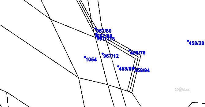 Parcela st. 967/12 v KÚ Rakůvka, Katastrální mapa