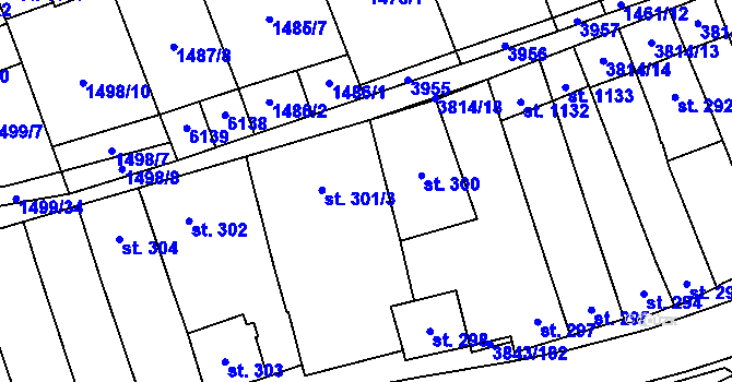 Parcela st. 299/3 v KÚ Rakvice, Katastrální mapa