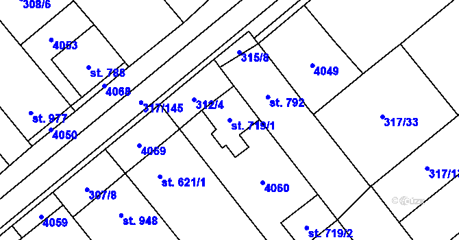 Parcela st. 719/1 v KÚ Rakvice, Katastrální mapa