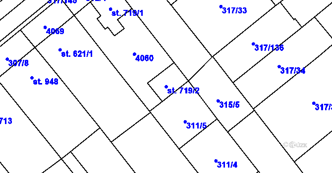 Parcela st. 719/2 v KÚ Rakvice, Katastrální mapa