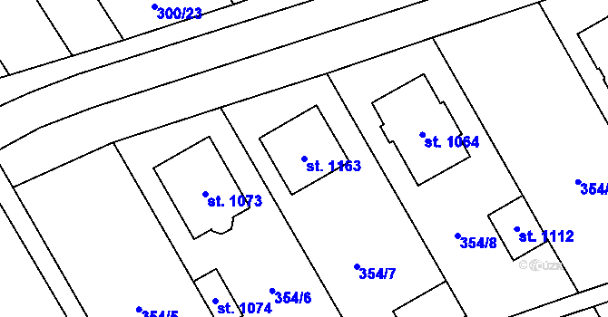 Parcela st. 1163 v KÚ Rakvice, Katastrální mapa