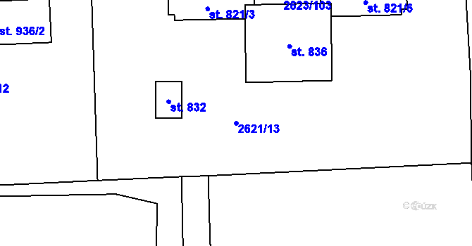 Parcela st. 2621/13 v KÚ Rakvice, Katastrální mapa