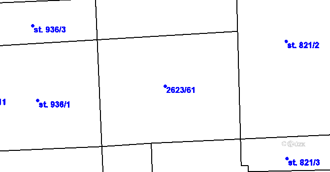 Parcela st. 2623/61 v KÚ Rakvice, Katastrální mapa