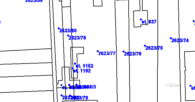 Parcela st. 2623/77 v KÚ Rakvice, Katastrální mapa
