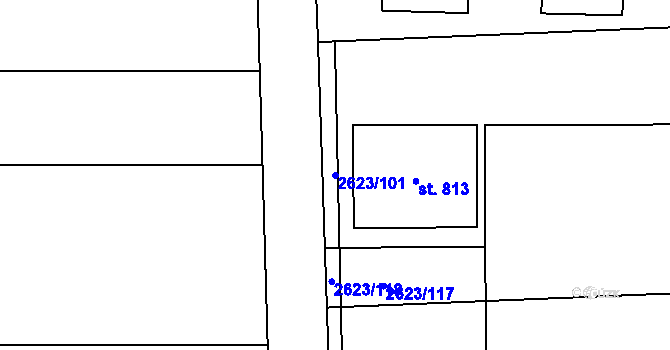 Parcela st. 2623/101 v KÚ Rakvice, Katastrální mapa