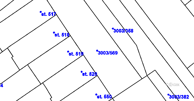 Parcela st. 3003/569 v KÚ Rakvice, Katastrální mapa