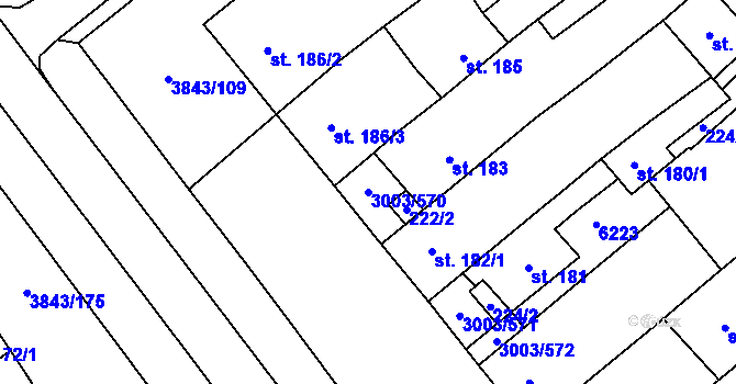 Parcela st. 3003/570 v KÚ Rakvice, Katastrální mapa