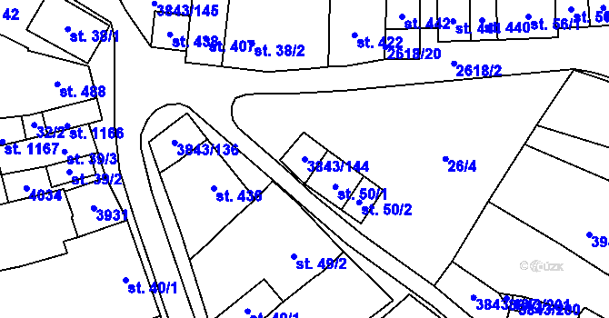 Parcela st. 3843/144 v KÚ Rakvice, Katastrální mapa