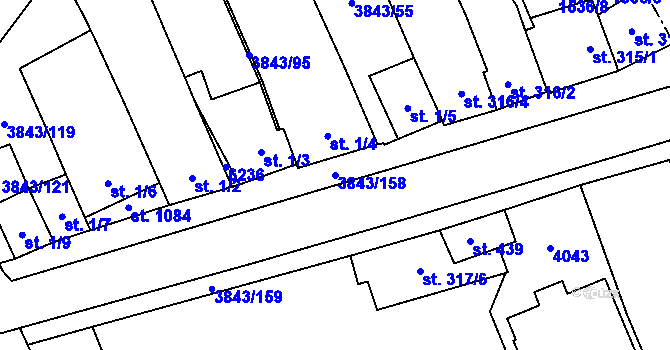 Parcela st. 3843/158 v KÚ Rakvice, Katastrální mapa